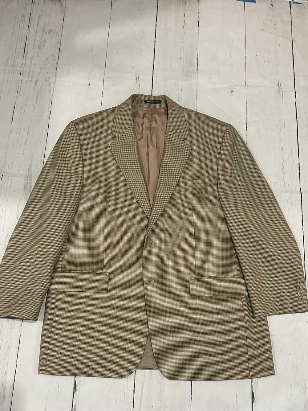 Lauren Ralph Lauren Men's Light Tan Houndstooth Sport Coat 44R